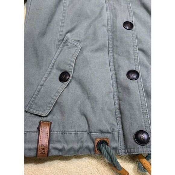 NAKETANO Womens Jacket Coat Size Small Brave Gray Full Zip Drawstring Hooded - Picture 2 of 12